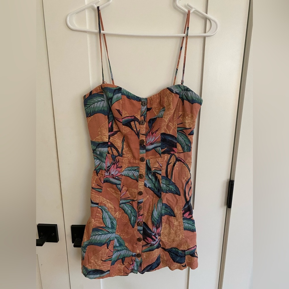 pink/orange tropical mini dress